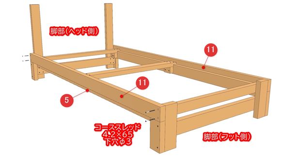 ヘッドボード付きベッドの組立図07_03